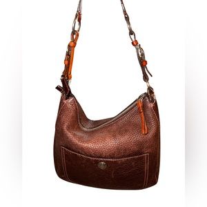 COACH BROWN PEBBLE LEATHER SHOULDER BAG WITH BROWN STRAP NO. F063-8E98